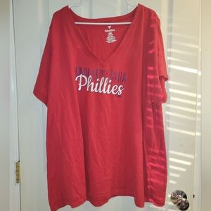 Womens 4X red Philadelphia Phillips v-neck tshirt fanatics